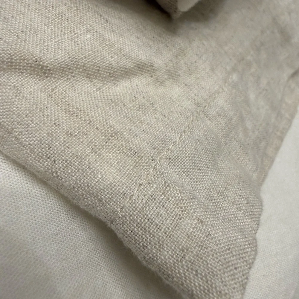 Pottery Barn White and Tan Linen Bed Skirt - Picture 3 of 6